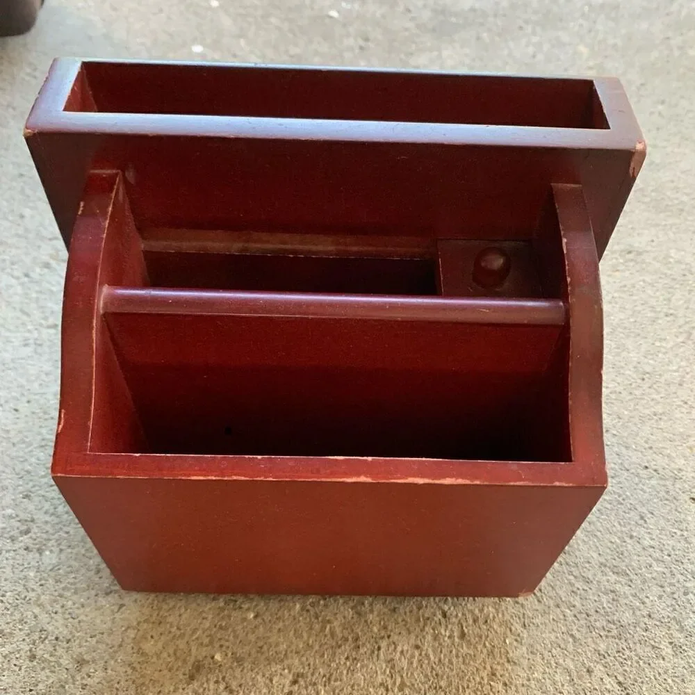 Wooden Swivel Slotted Letter Pencil Holder